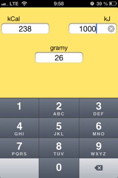 Screenshot of Kcal-convert app
